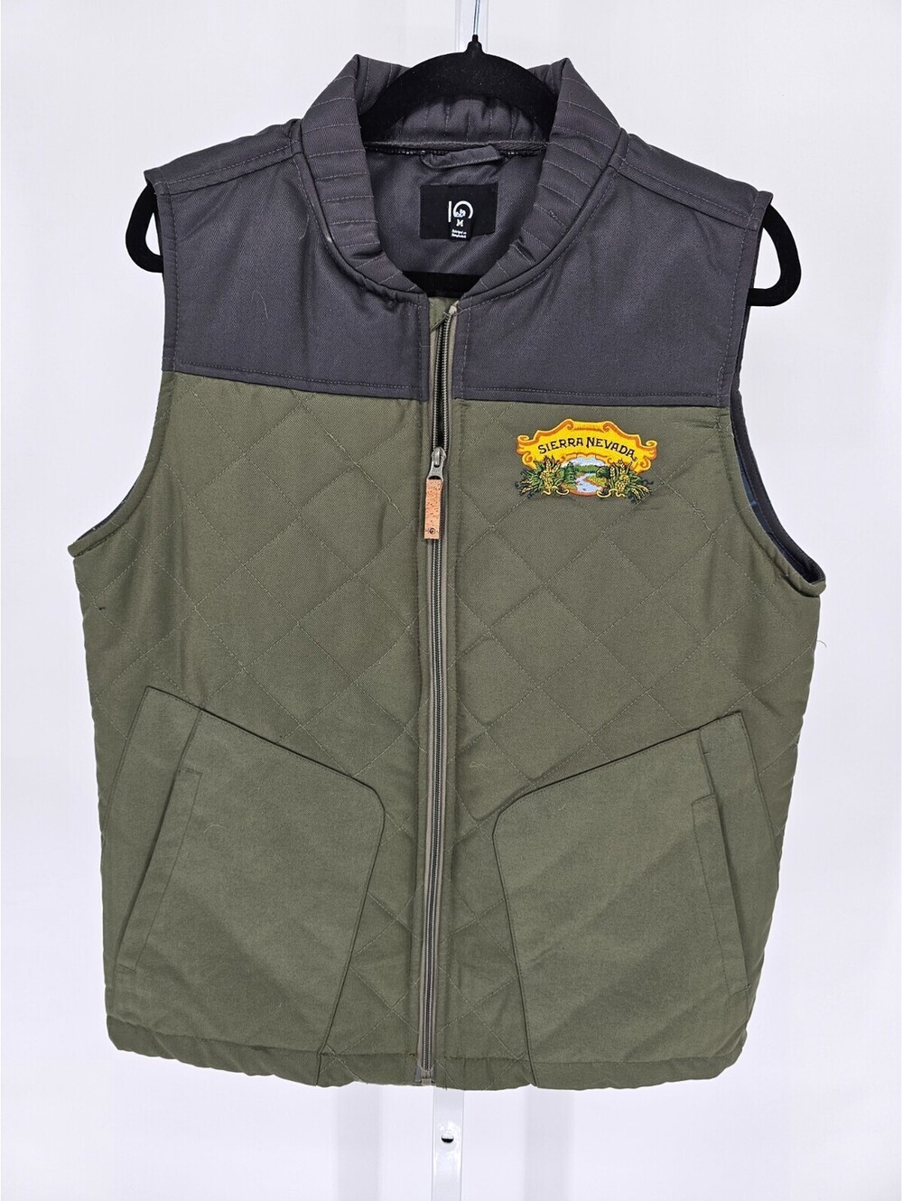 IQ Mens Sz M Zip Up Quilted Vest Jacket Sierra Nevada Olive Green